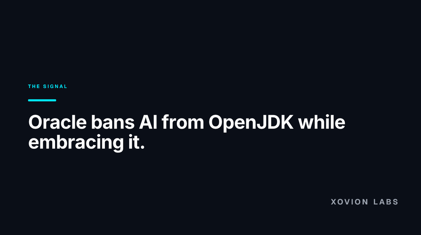 Abstract illustration for: Oracle Won't Let AI Write Open-Source Java. It's Fine Writing Oracle's Actual Products.