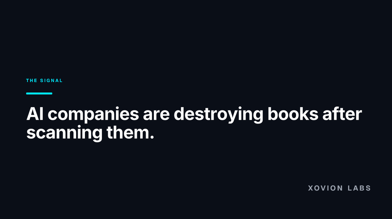 Abstract illustration for: The Books Are Gone. The Training Data Stays.