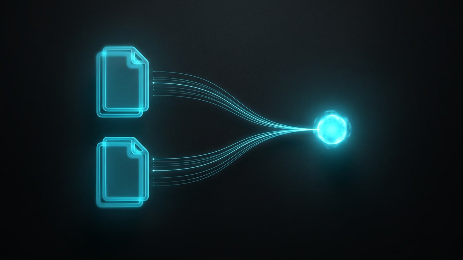 Two glowing files — standing instructions and living memory — feeding into a single AI node